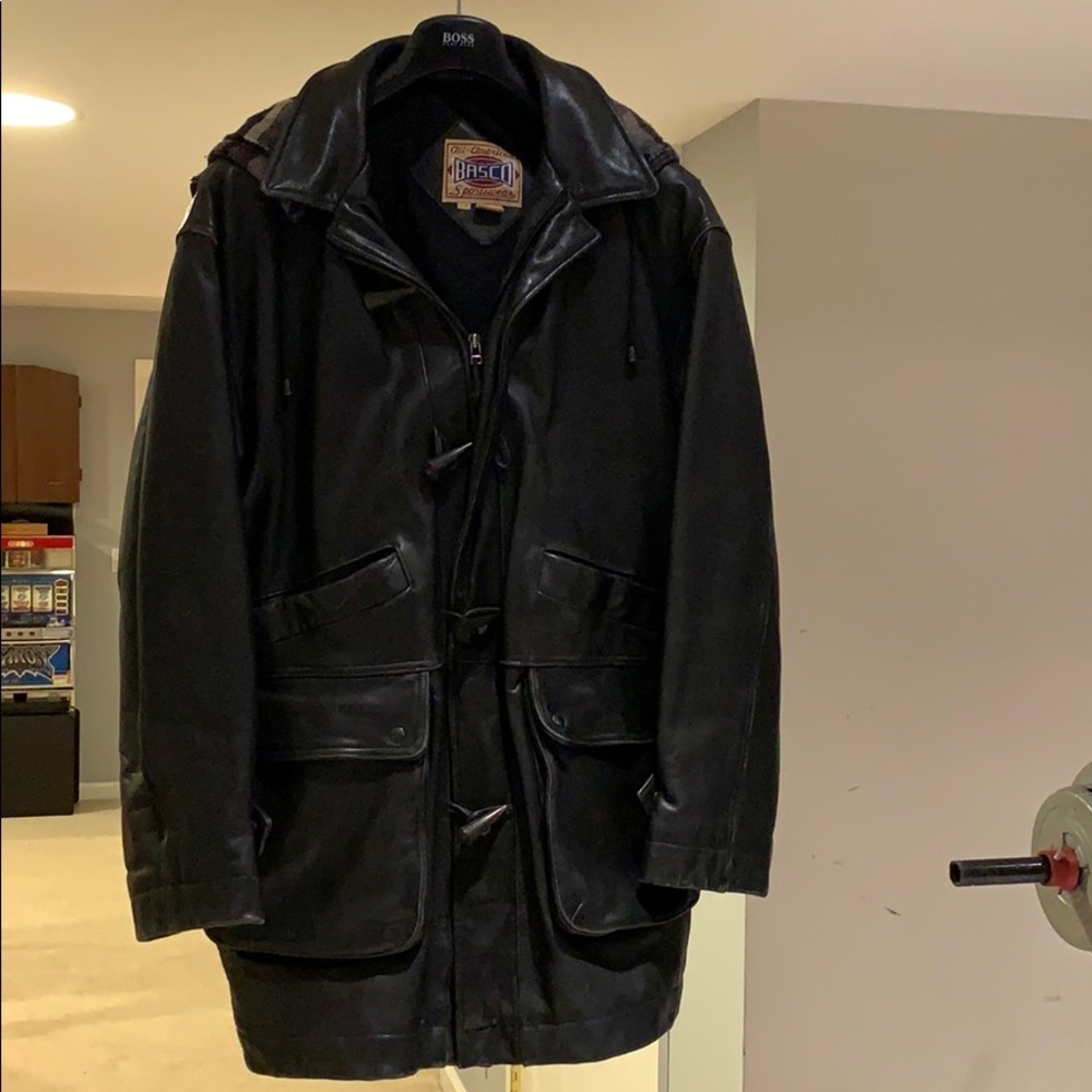 All American Basco leather wool lined pea coat